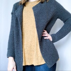 Loft fuzzy dark gray open cardigan